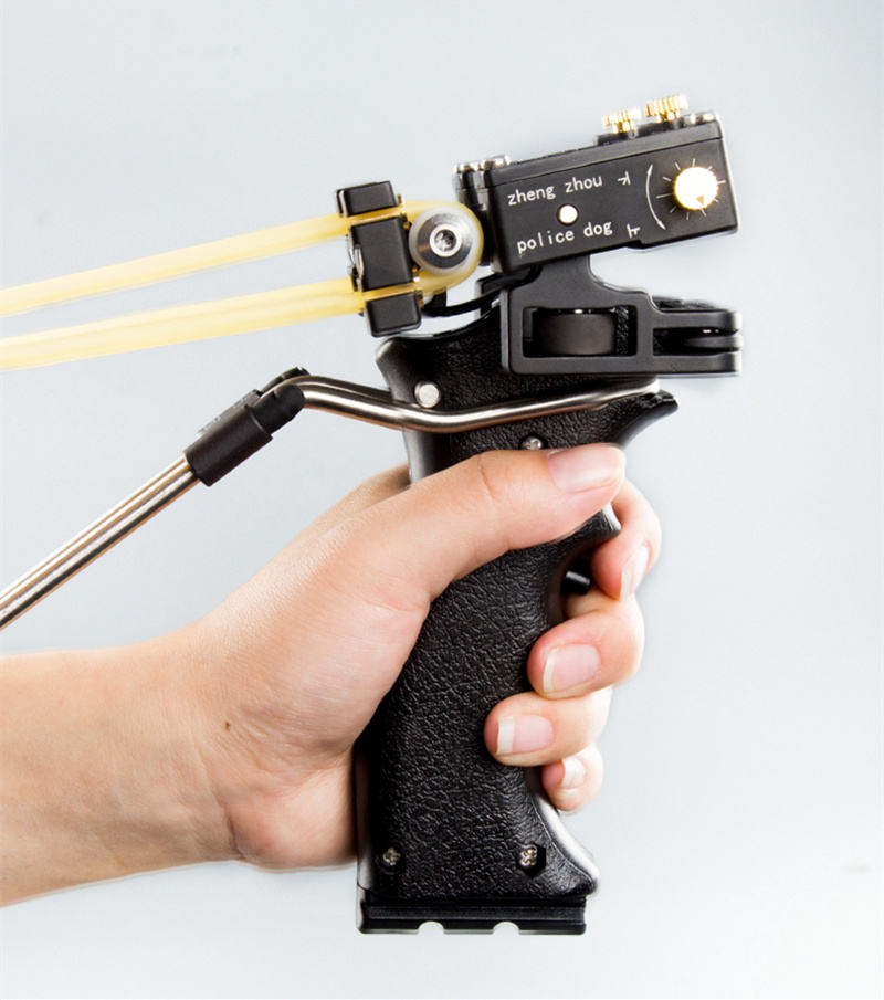 Lance-pierre pliable en métal avec viseur laser vert — miniature 2