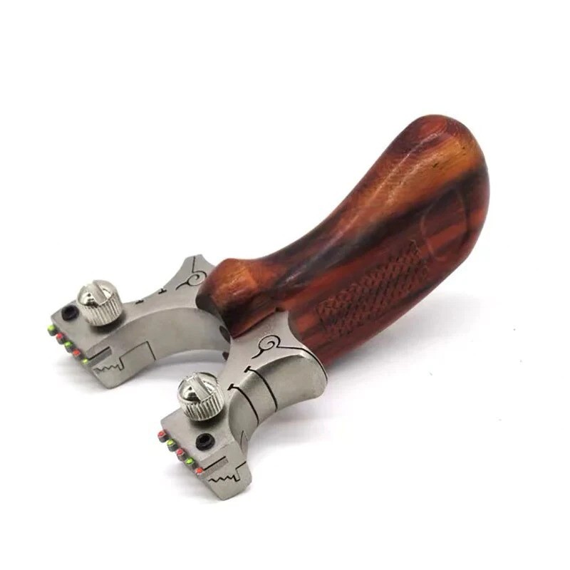 Lance-pierre Avenger en inox avec poignée en bois — miniature 6