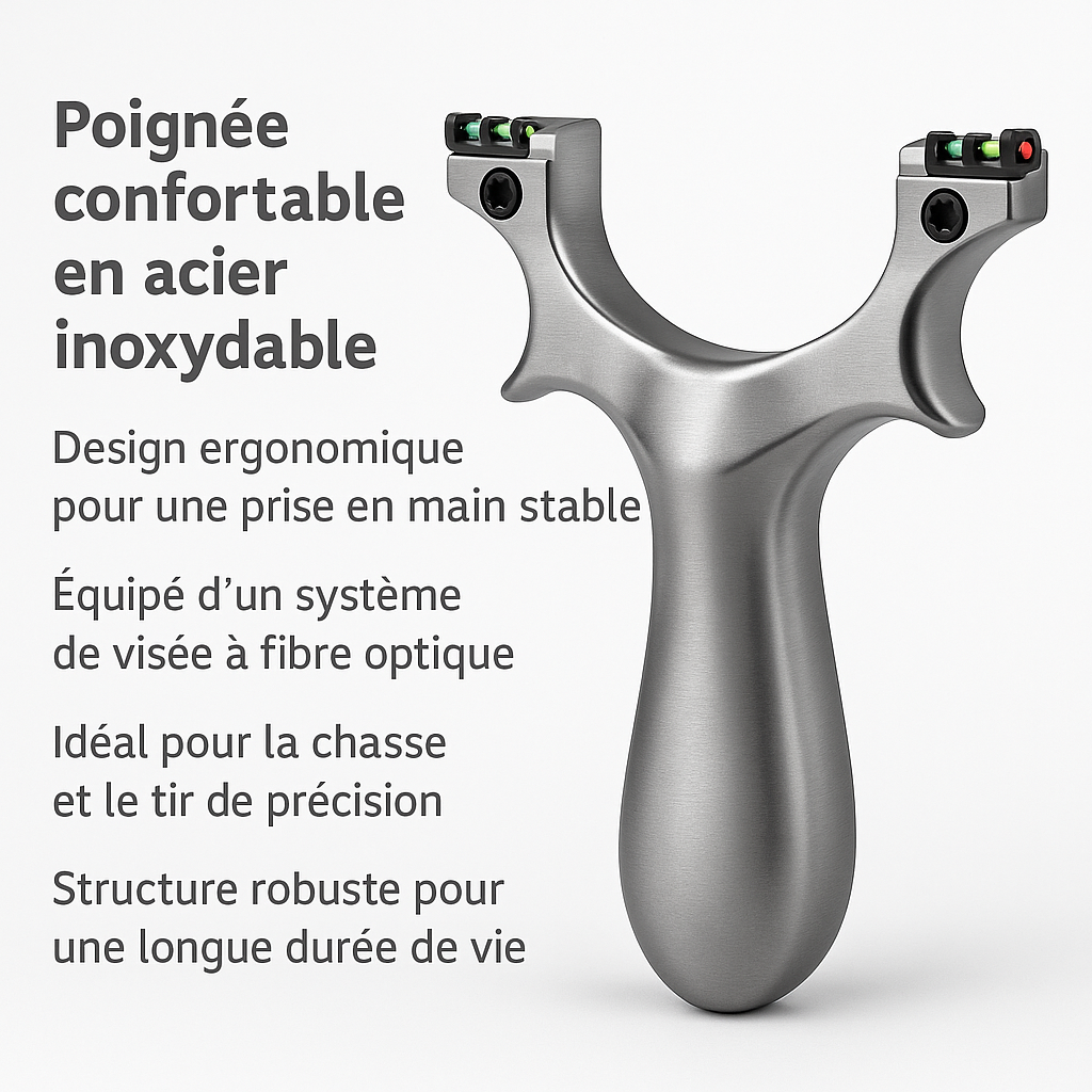 Lance-pierre en acier inoxydable 304 avec viseur à fibre optique — miniature 3