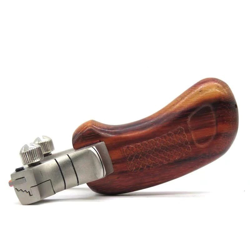 Lance-pierre Avenger en inox avec poignée en bois — miniature 4