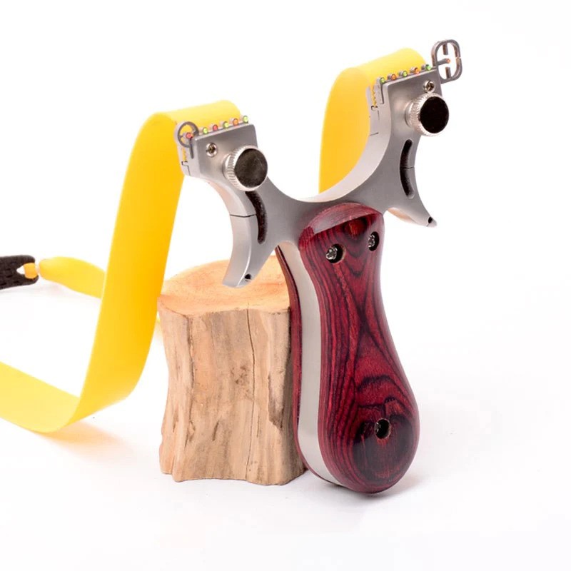 Lance-pierre Pro 2025 en acier inoxydable et bois