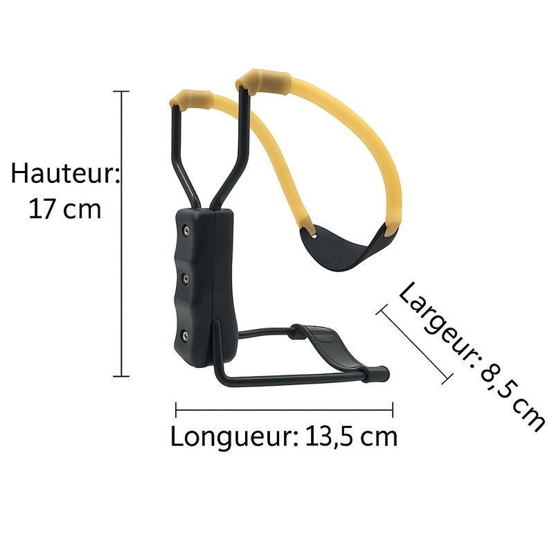 Lance-pierre pliable noir en métal avec protège-poignet — miniature 2